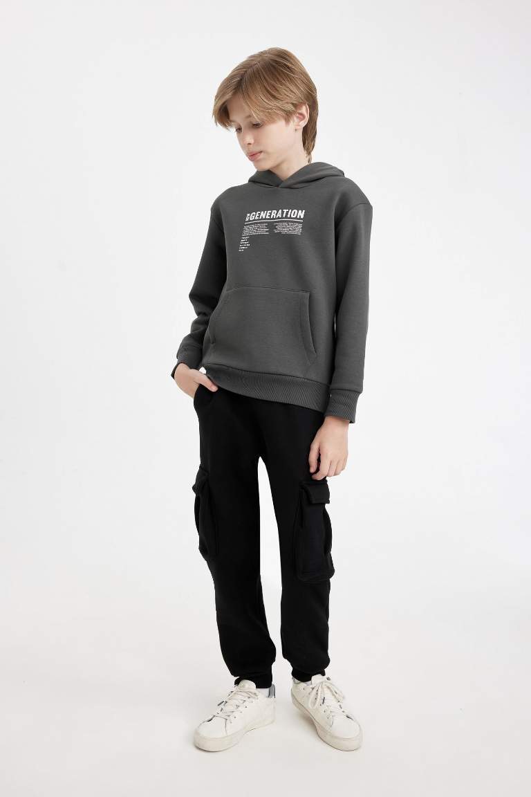 Boy Black Cargo School Sweatpants