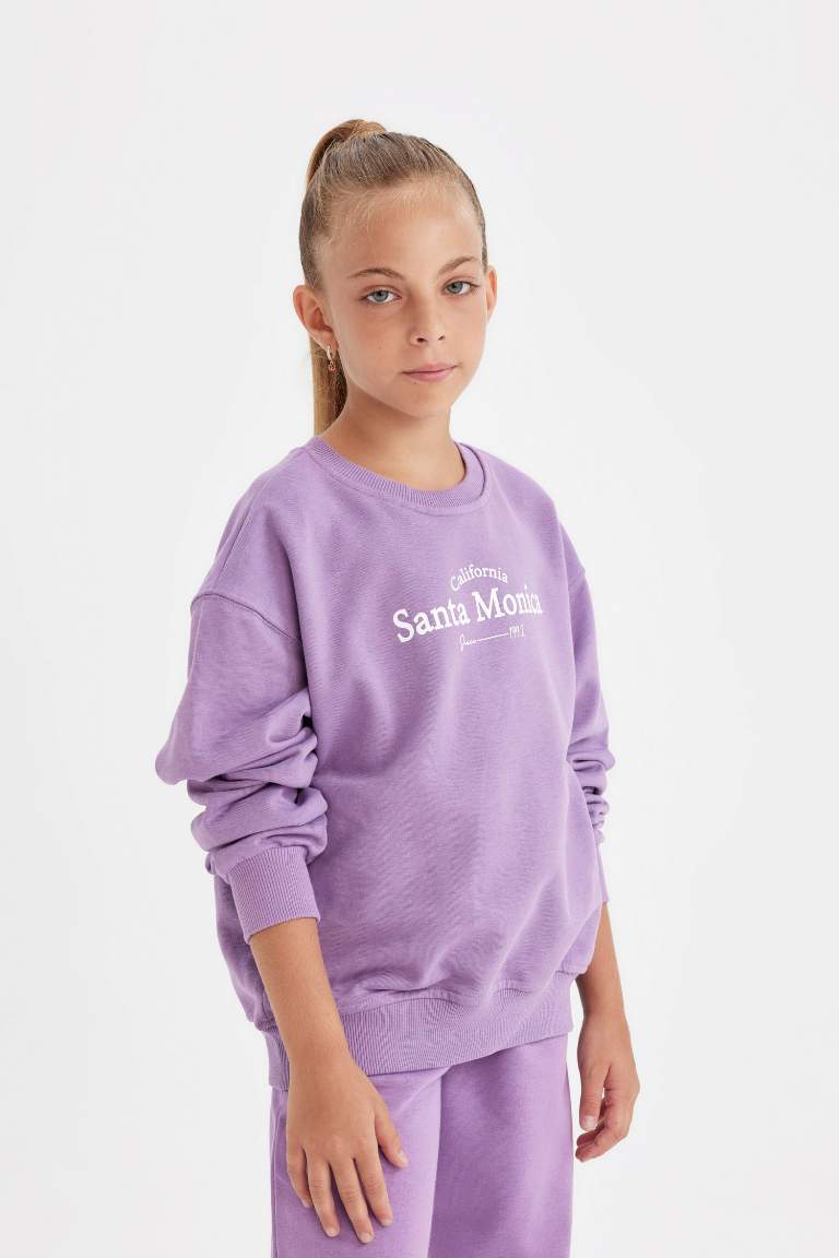 Girl Crew Neck Printed School Sweatshirt