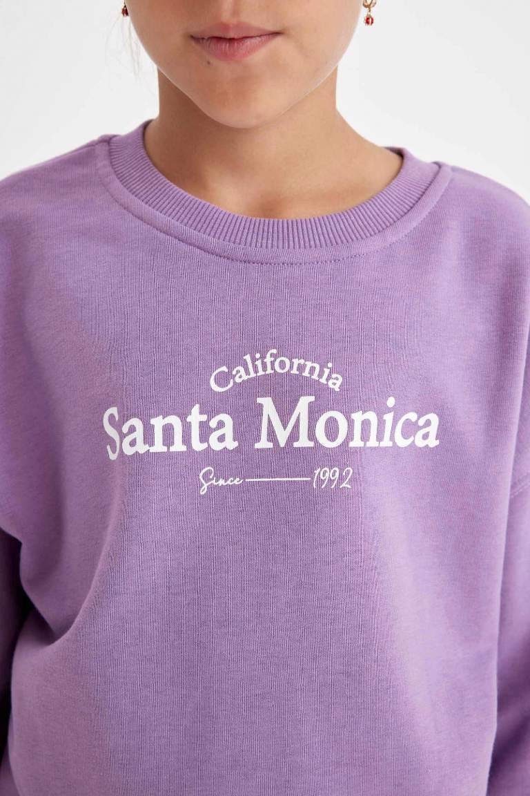 Girl Crew Neck Printed School Sweatshirt