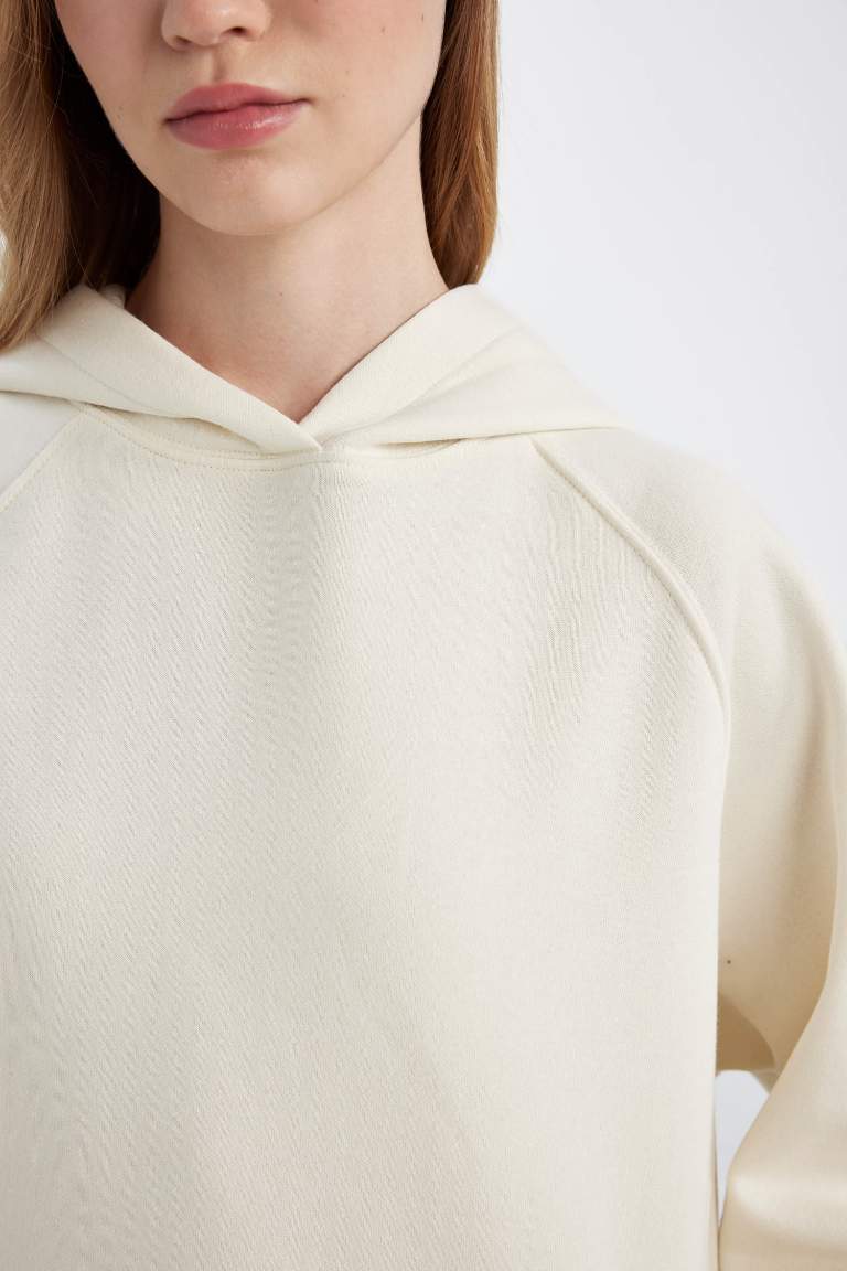 Oversized Fit Hooded Thick Basic Sweatshirt