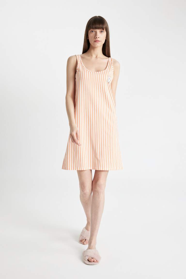 Fall in Love Striped Round Neck Nightgown