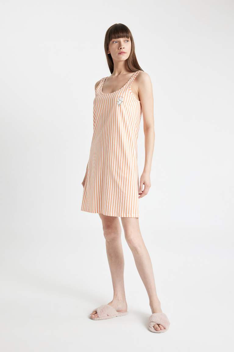 Fall in Love Striped Round Neck Nightgown