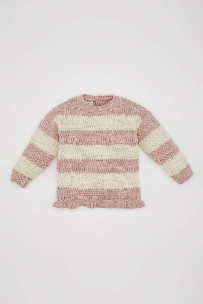 Baby Girl Crew Neck Striped Pullover