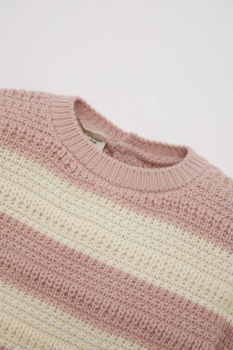 Baby Girl Crew Neck Striped Pullover