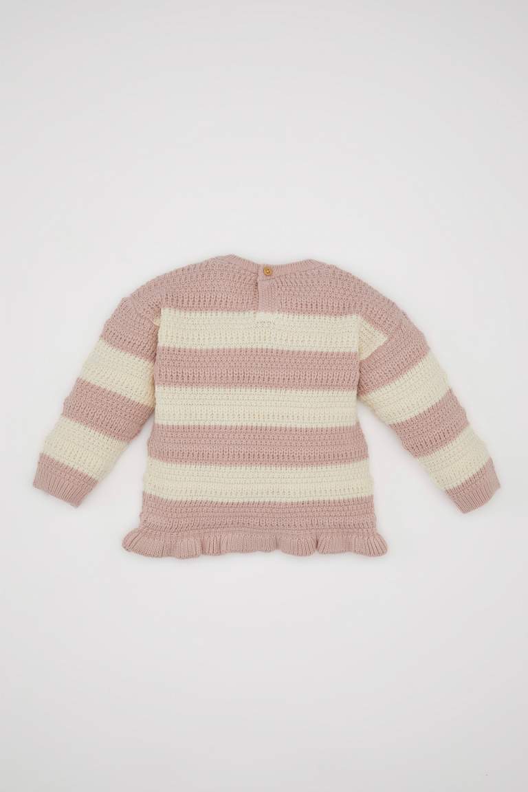 Baby Girl Crew Neck Striped Pullover