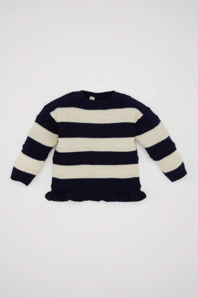 Baby Girl Crew Neck Striped Pullover