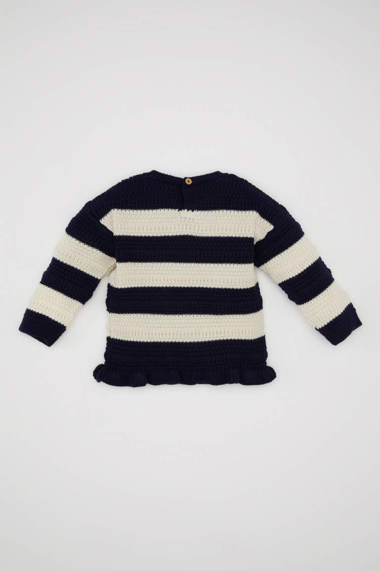 Baby Girl Crew Neck Striped Pullover