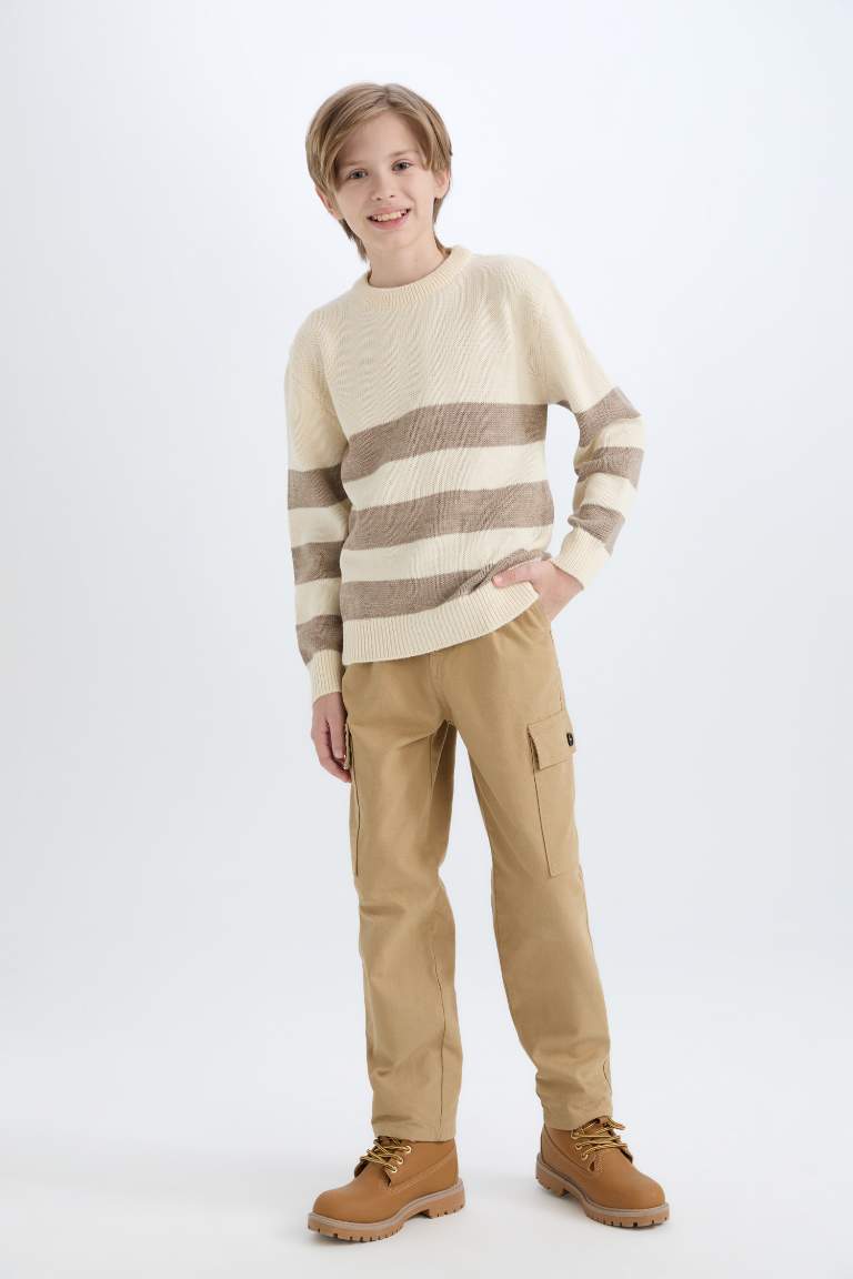 Boy Regular Fit Crew Neck Striped Knitwear Pullover