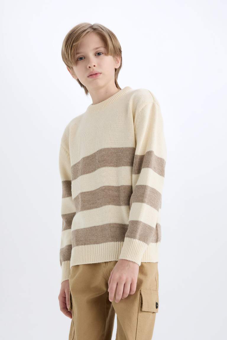 Boy Regular Fit Crew Neck Striped Knitwear Pullover