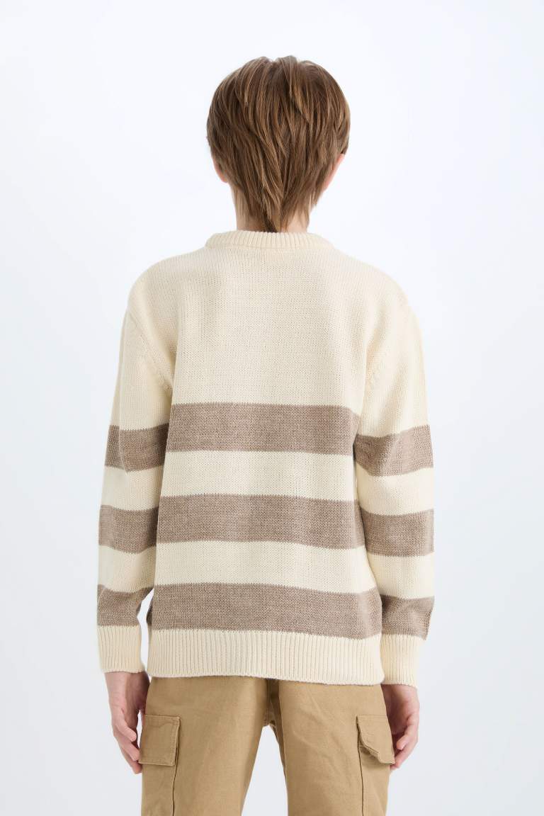 Boy Regular Fit Crew Neck Striped Knitwear Pullover