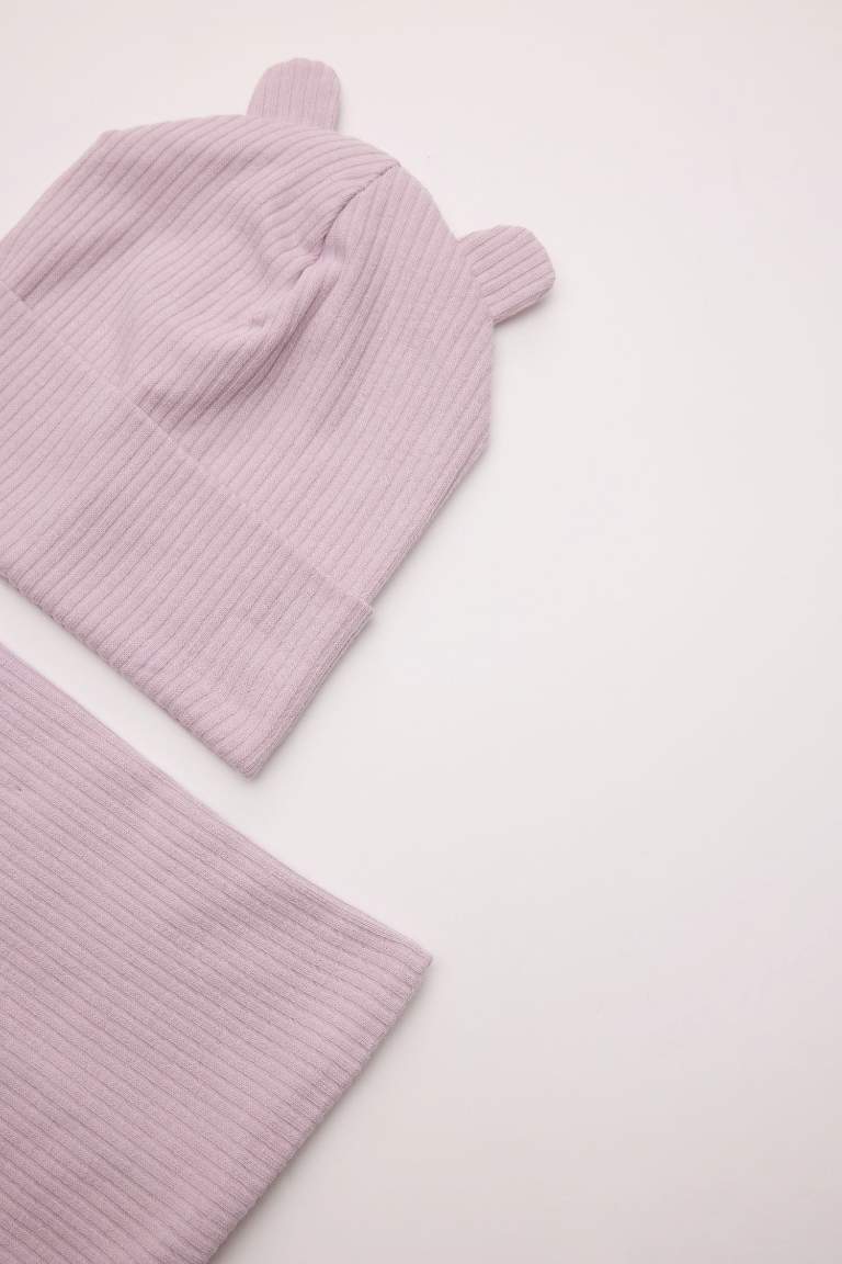 Baby Girl Ribbed Beanie Scarf 2 Piece Set