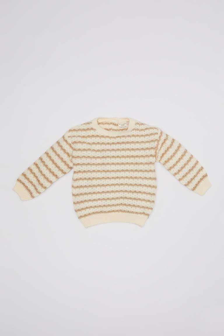 Baby Girl Crew Neck Striped Pullover