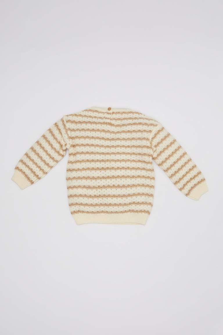 Baby Girl Crew Neck Striped Pullover