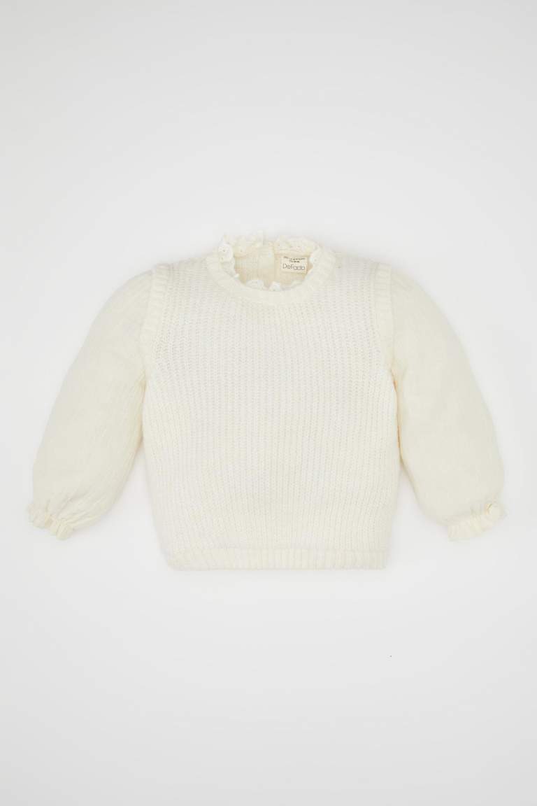 Baby Girl Beige Regular Fit Knitwear Pullover