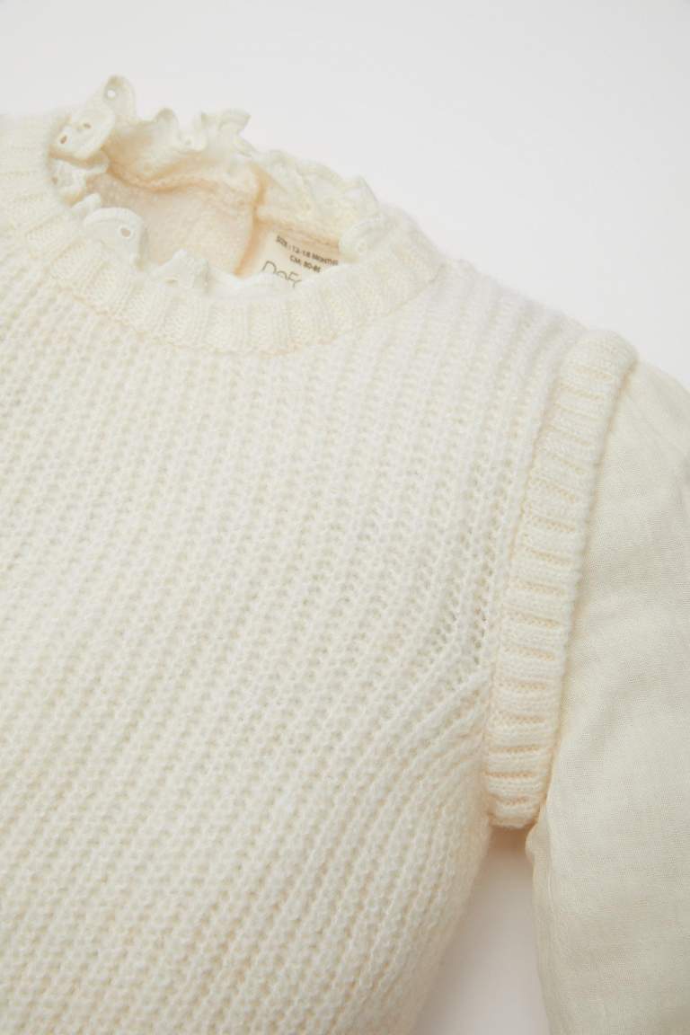 Baby Girl Beige Regular Fit Knitwear Pullover