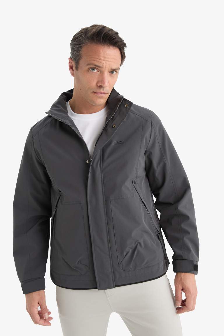 Regular Fit Hooded Zippered Waterproof Jacket