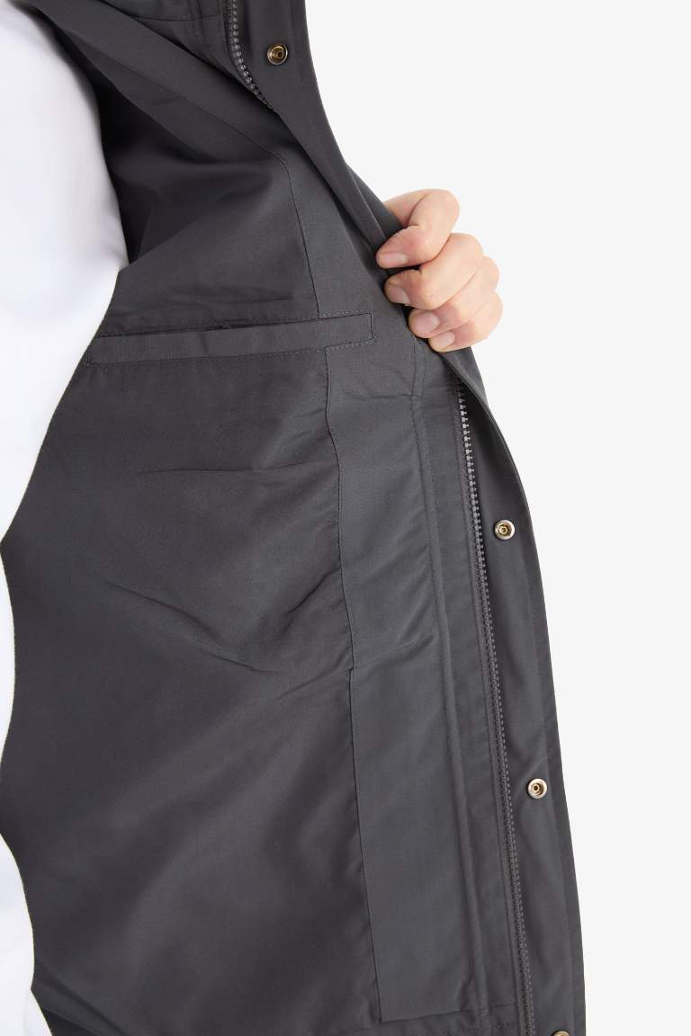 Regular Fit Hooded Zippered Waterproof Jacket