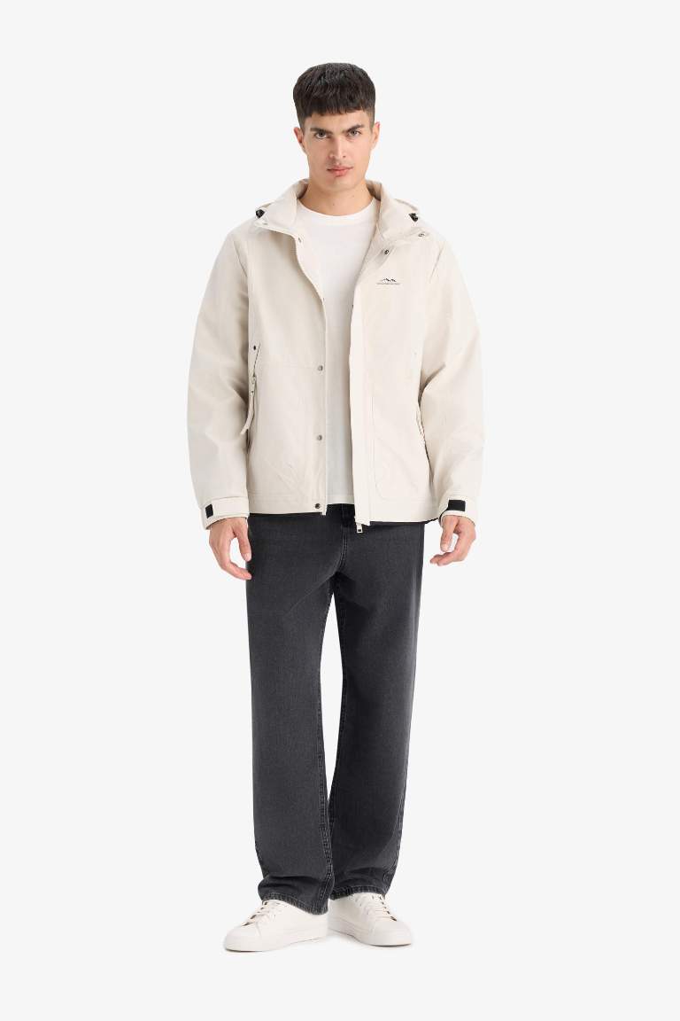 Regular Fit Hooded Zippered Waterproof Jacket