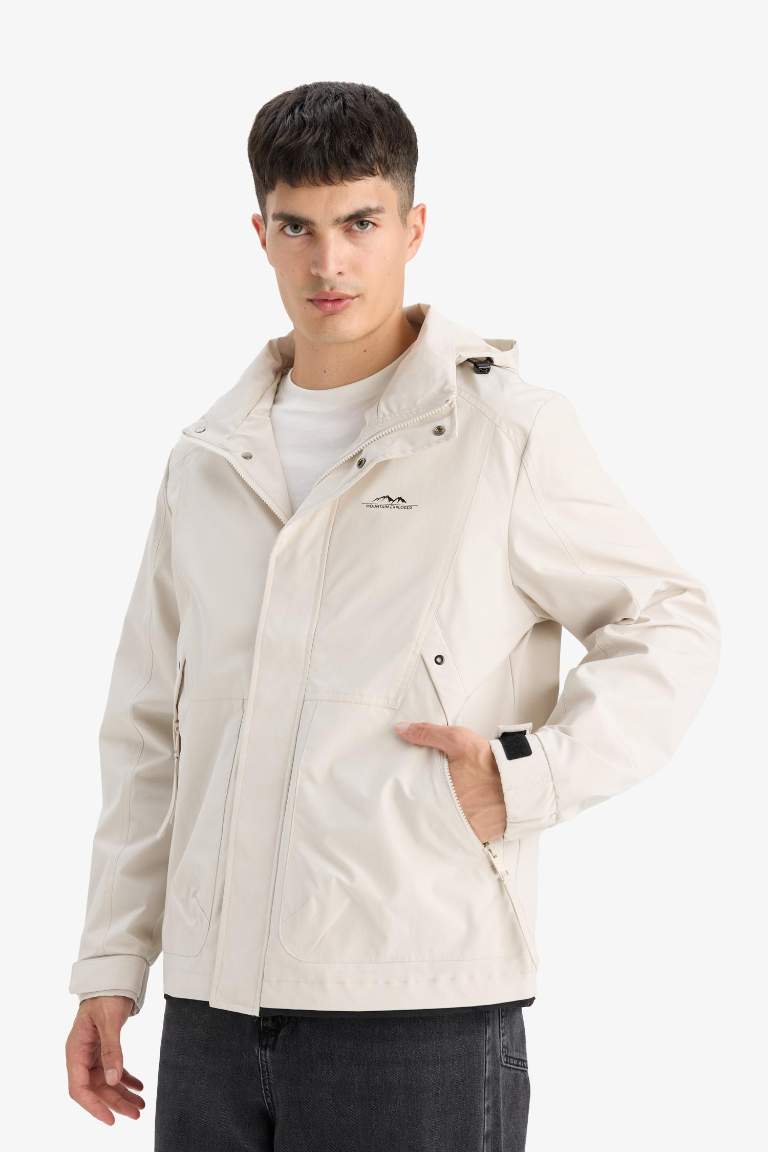 Regular Fit Hooded Zippered Waterproof Jacket