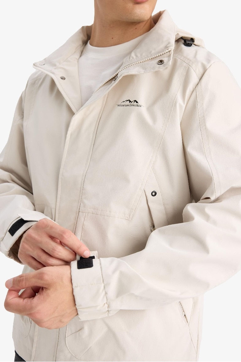 Regular Fit Hooded Zippered Waterproof Jacket