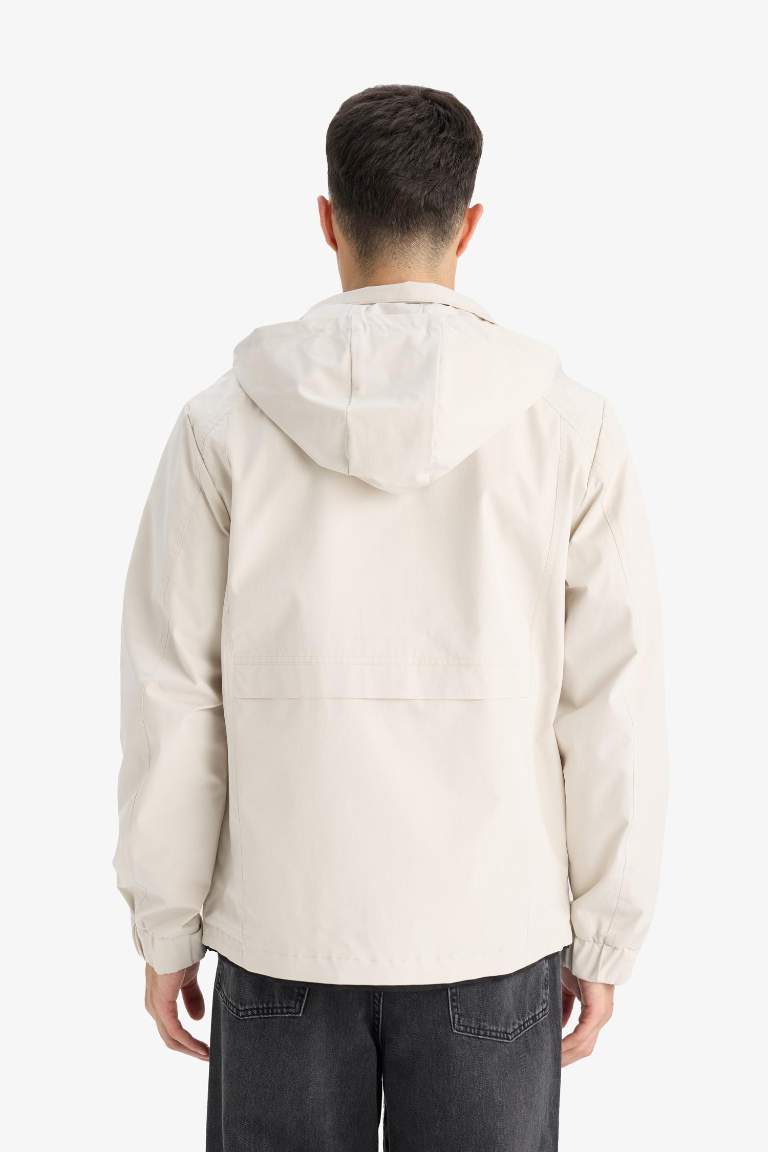 Regular Fit Hooded Zippered Waterproof Jacket