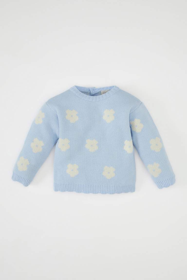 Baby Girl Crew Neck Floral Pullover