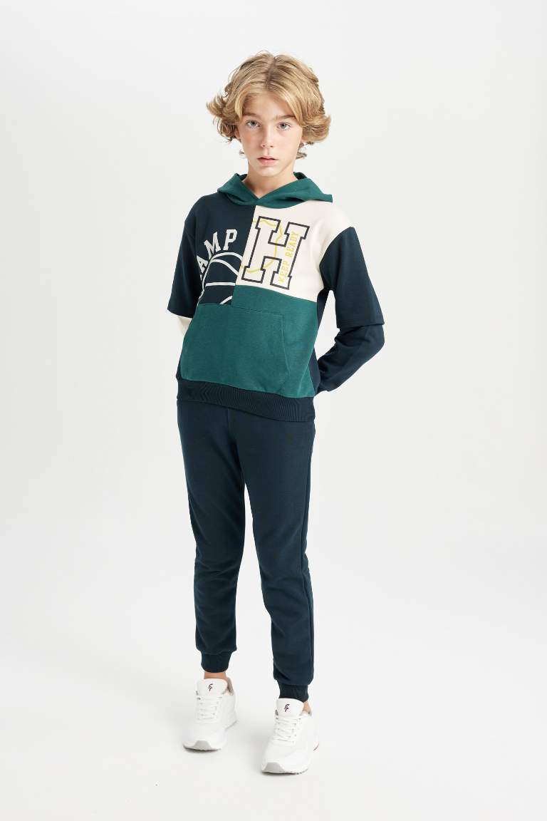 Boy Printed Hooded Sweatshirt Sweatpants 2 Piece