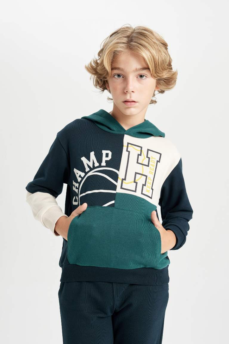 Boy Printed Hooded Sweatshirt Sweatpants 2 Piece