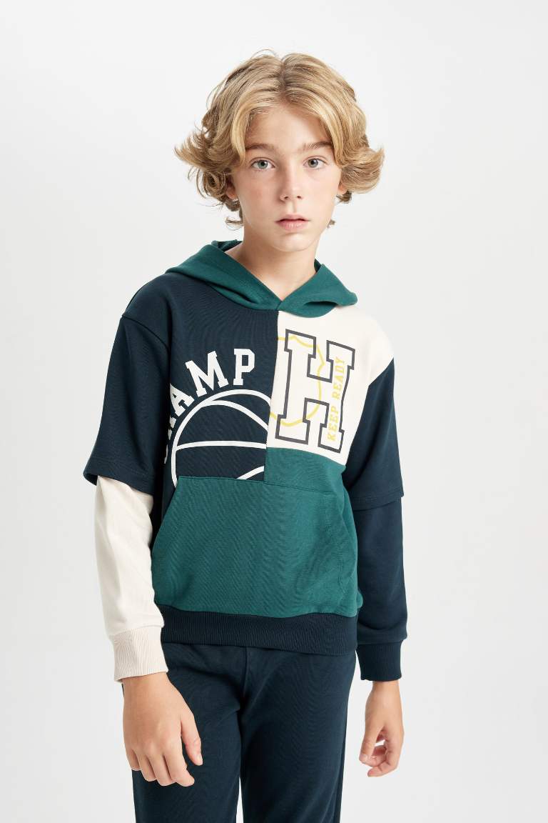 Boy Printed Hooded Sweatshirt Sweatpants 2 Piece