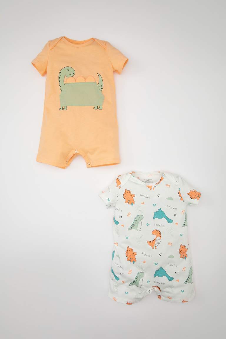 Baby Boy Newborn Dinosaur Printed Cotton 2 Piece Jumpsuit