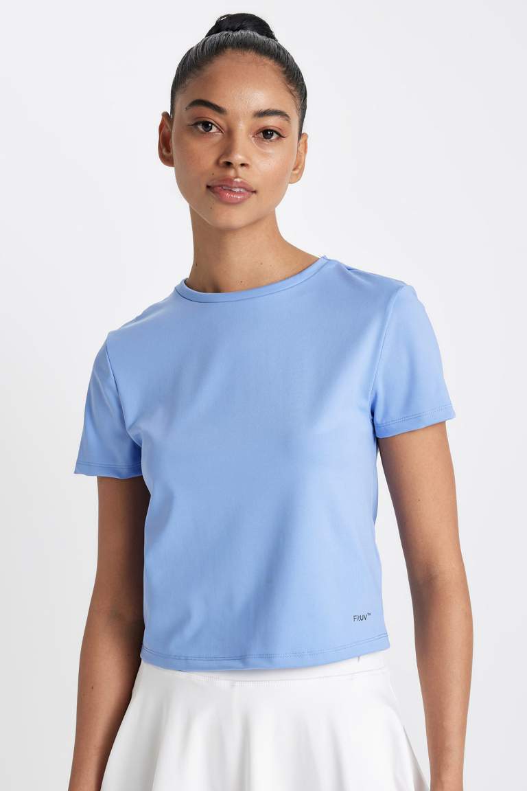 T-shirt de sport slim à col rond imprimé de DeFactoFit