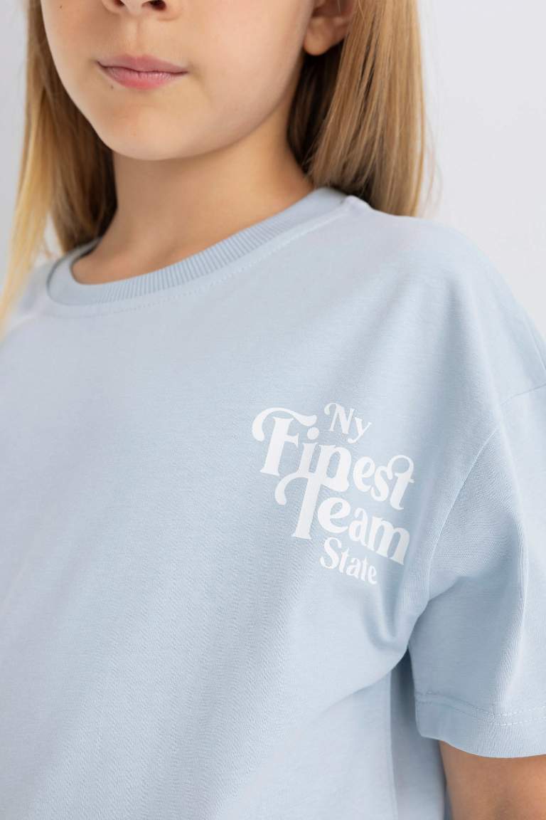 Girl Relax Fit Crew Neck Printed T-Shirt