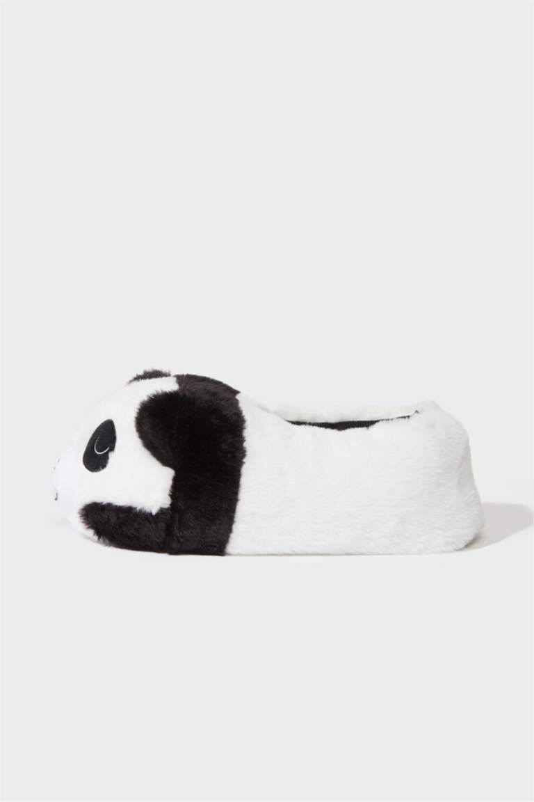 Woman Panda Themed Plush Slippers