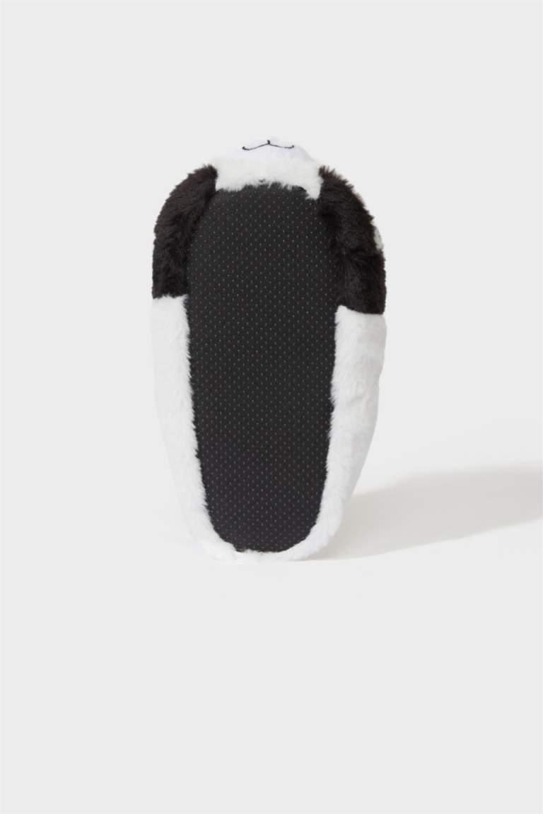 Woman Panda Themed Plush Slippers