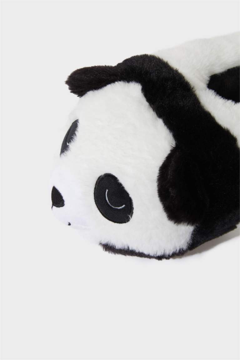 Woman Panda Themed Plush Slippers