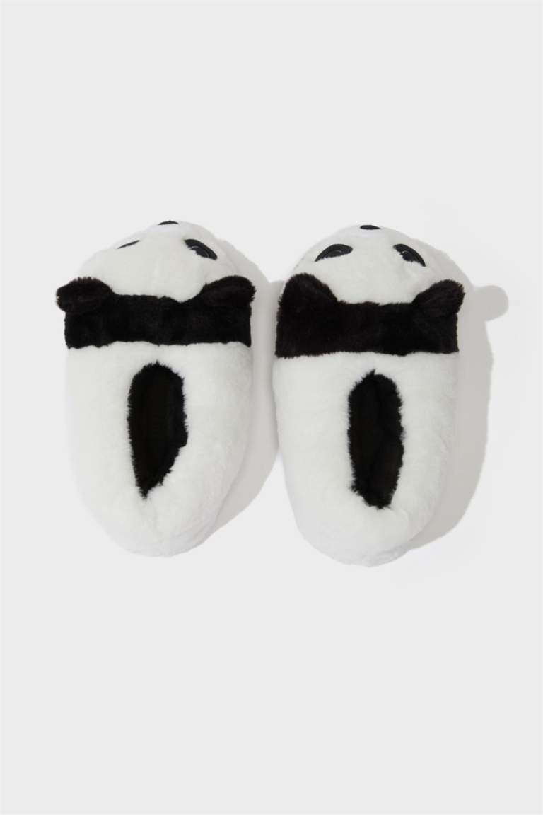 Woman Panda Themed Plush Slippers