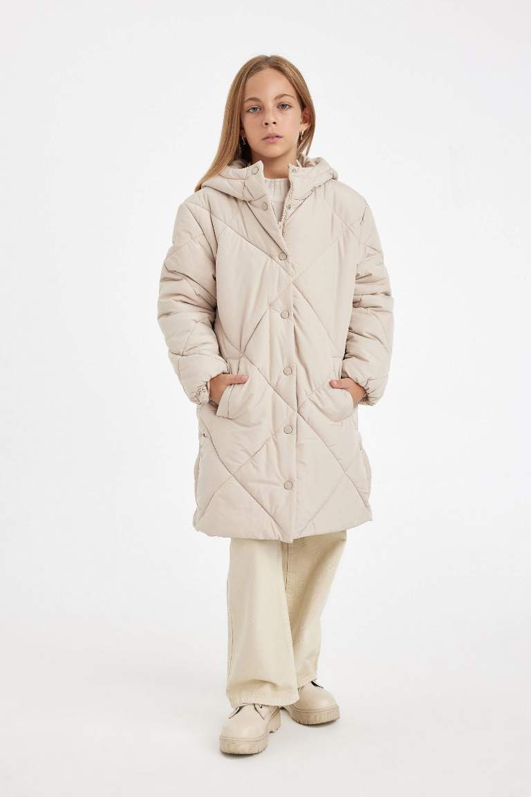 Girl Waterproof Hooded Long Puffer Jacket