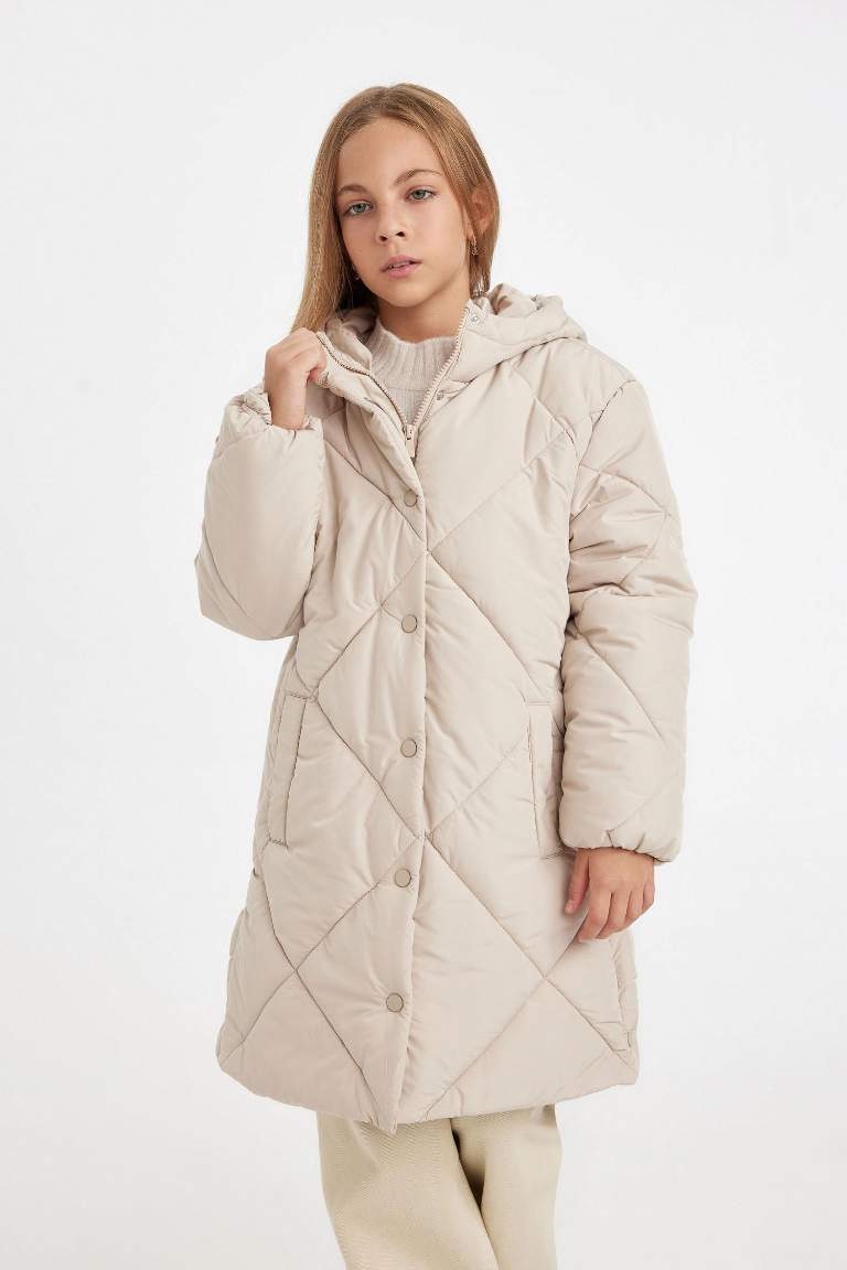 Girl Waterproof Hooded Long Puffer Jacket