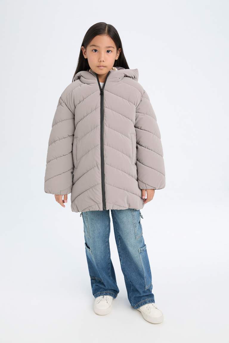 Girl Hooded Waterproof Puffer Jacket