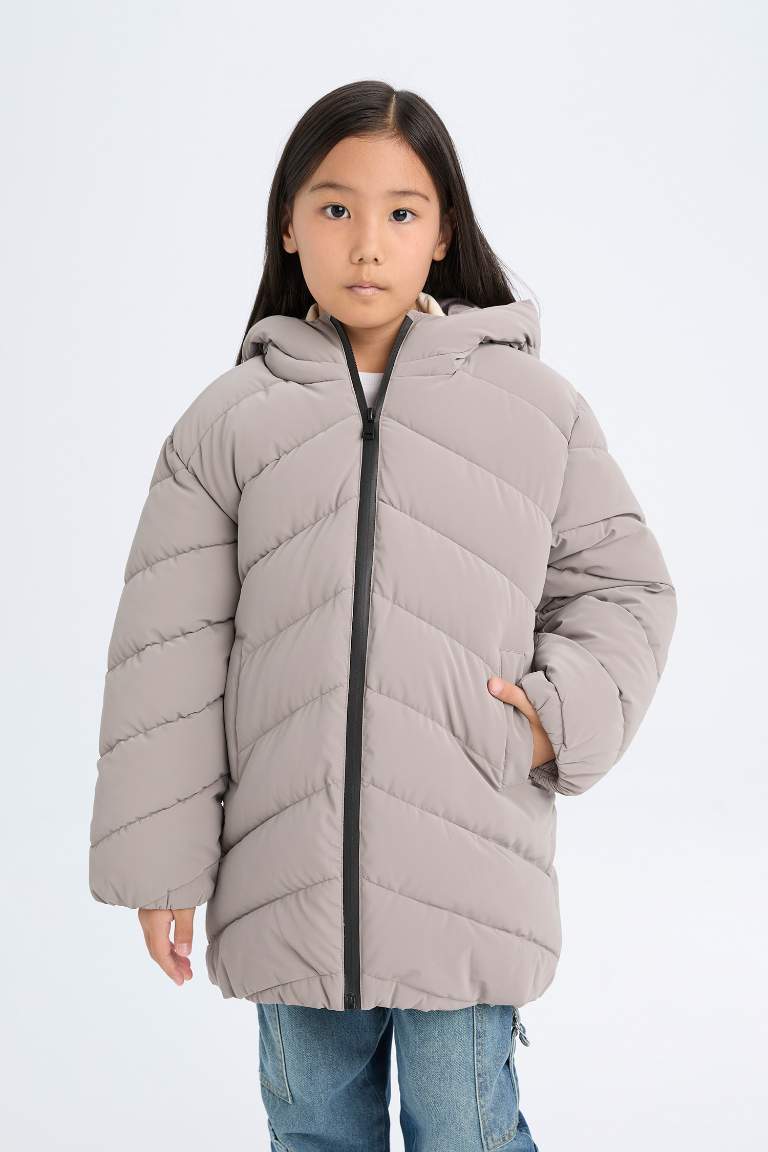 Girl Hooded Waterproof Puffer Jacket