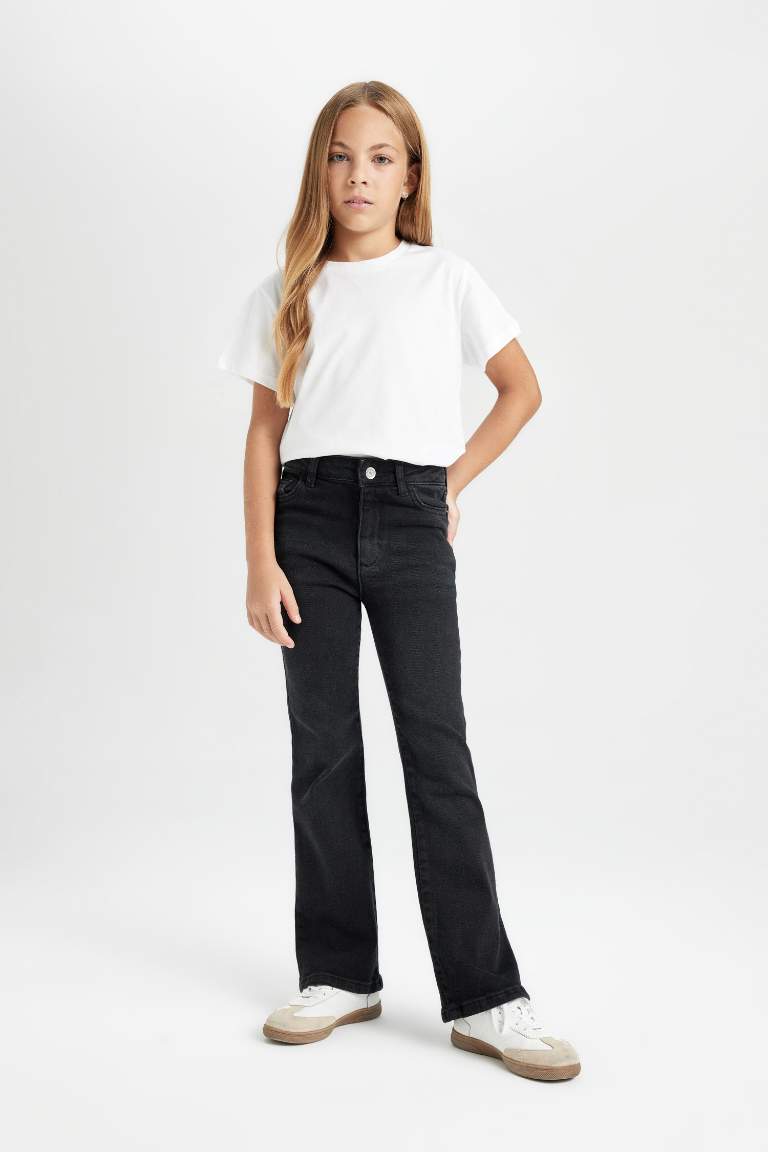 Girl Flare Fit Bell-bottomed Black Jeans