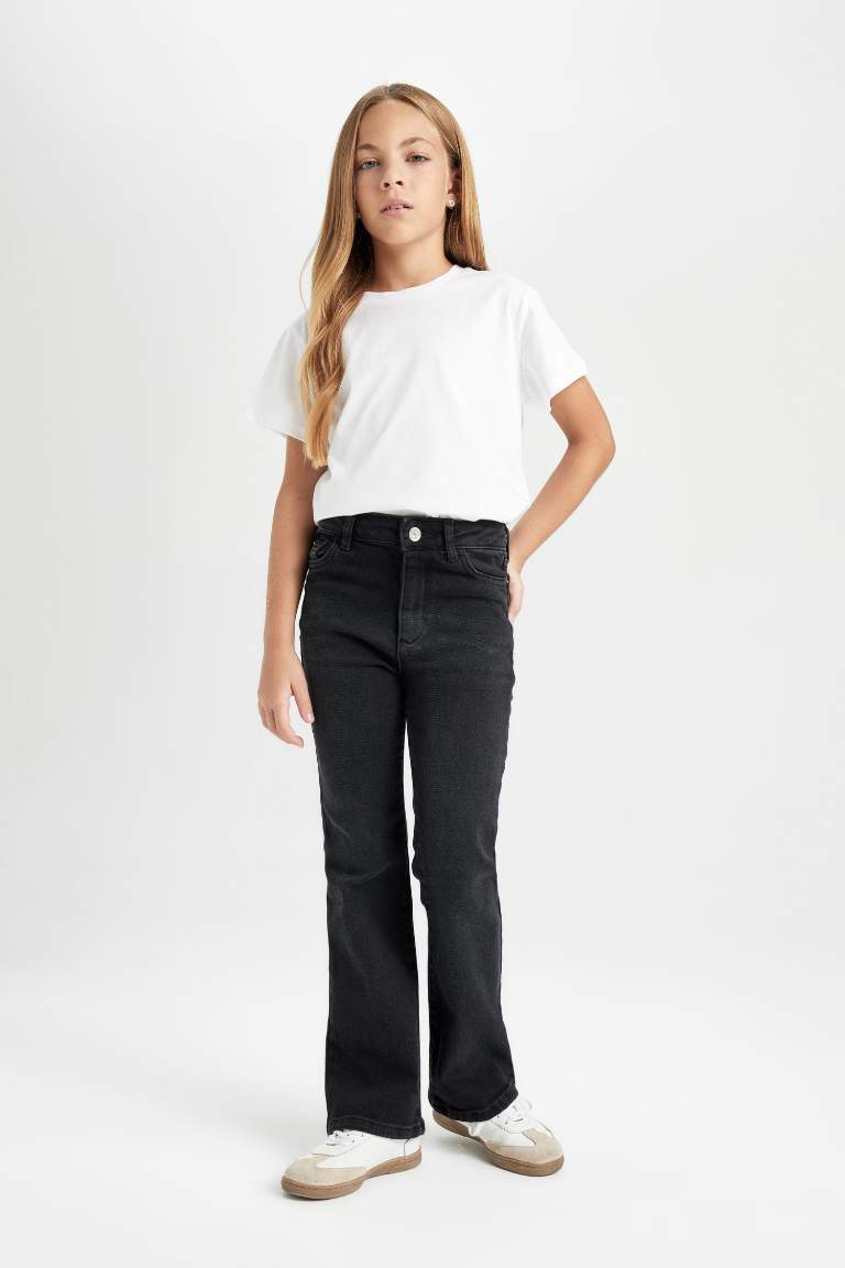 Girl Flare Fit Bell-bottomed Black Jeans