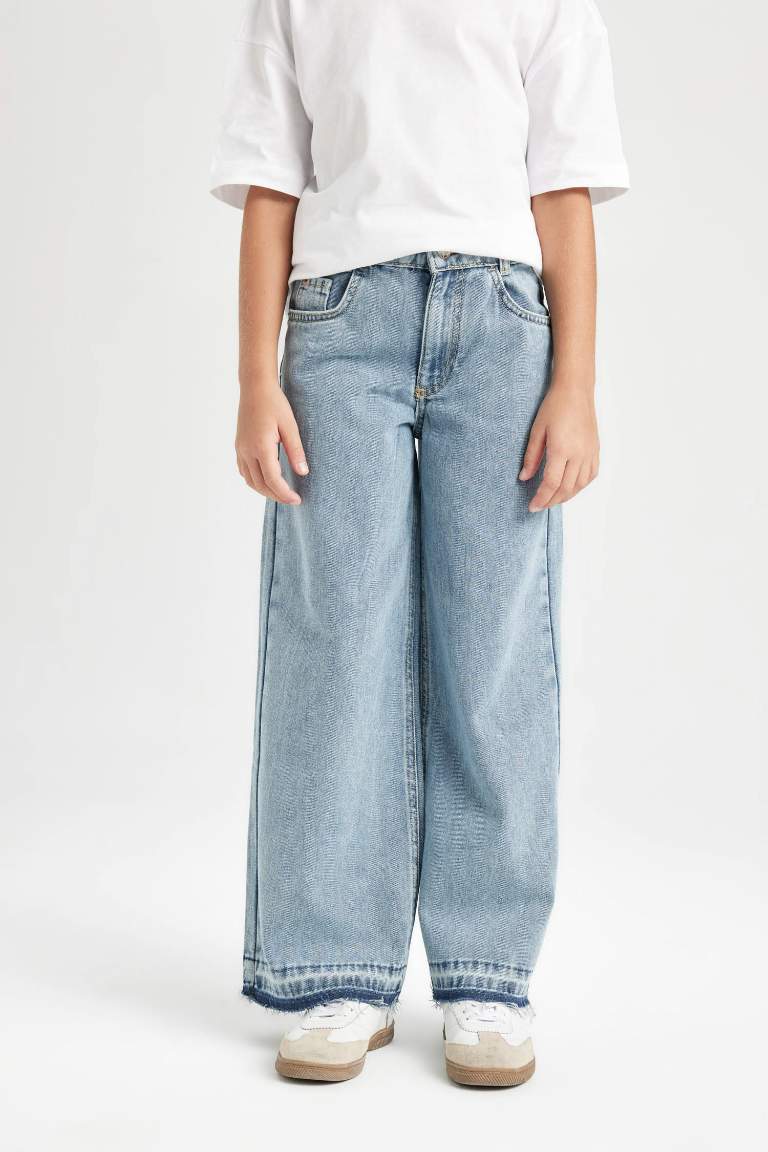 Girl Wide Leg Leg Pocketed Jeans