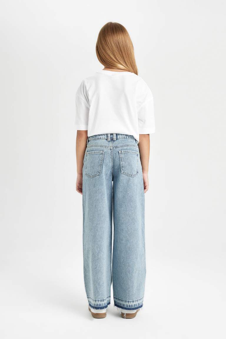 Girl Wide Leg Leg Pocketed Jeans