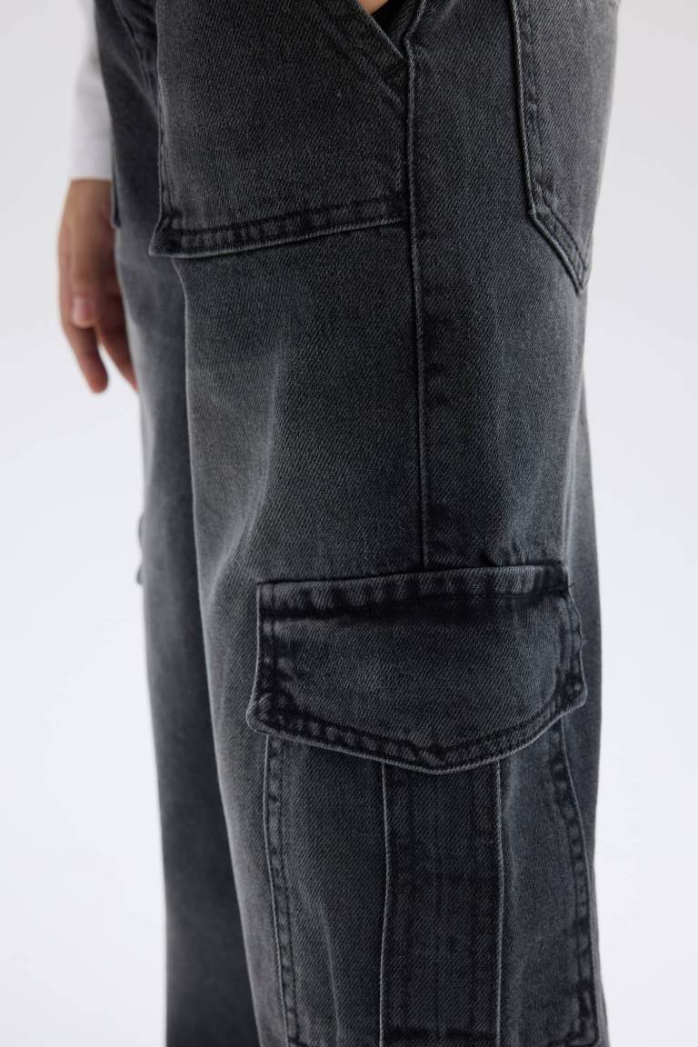 Girl Wide Leg Cargo Jeans