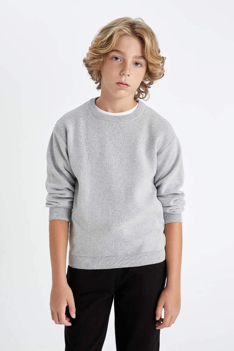 Boy Crew Neck Basic Knitted Pullover