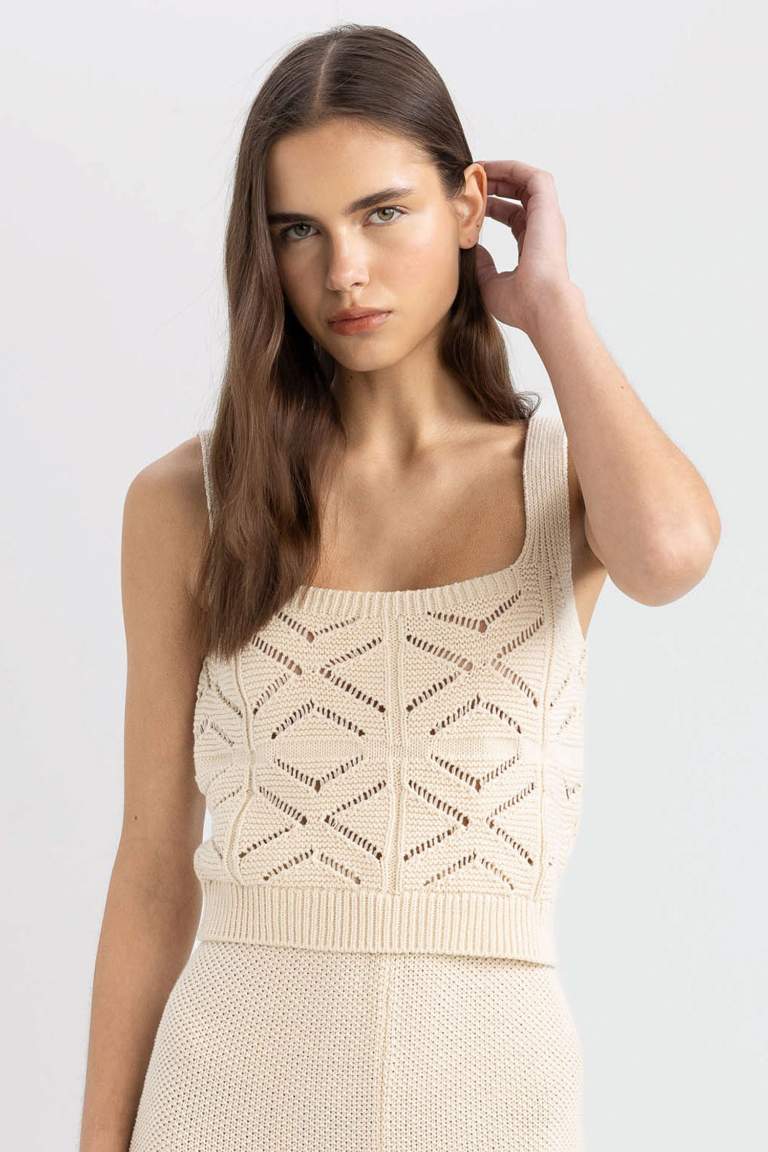 Crop Square Neck Crochet Crop Top