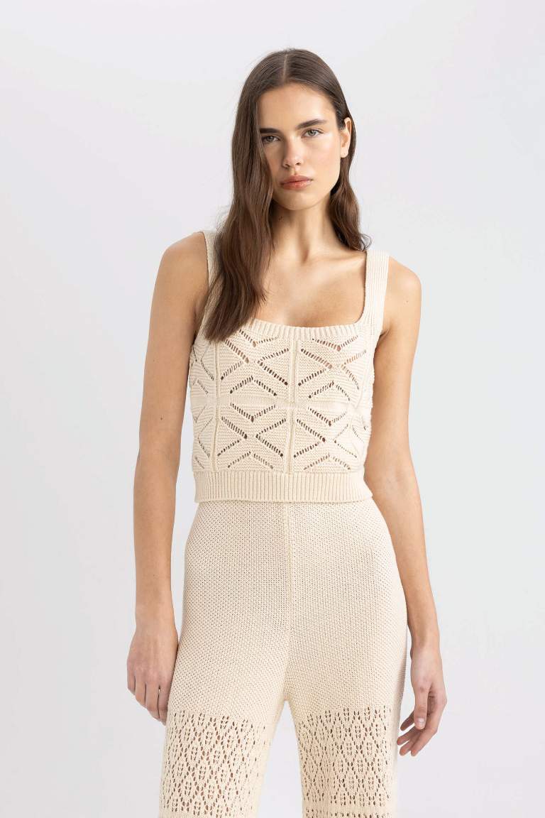 Crop Square Neck Crochet Crop Top