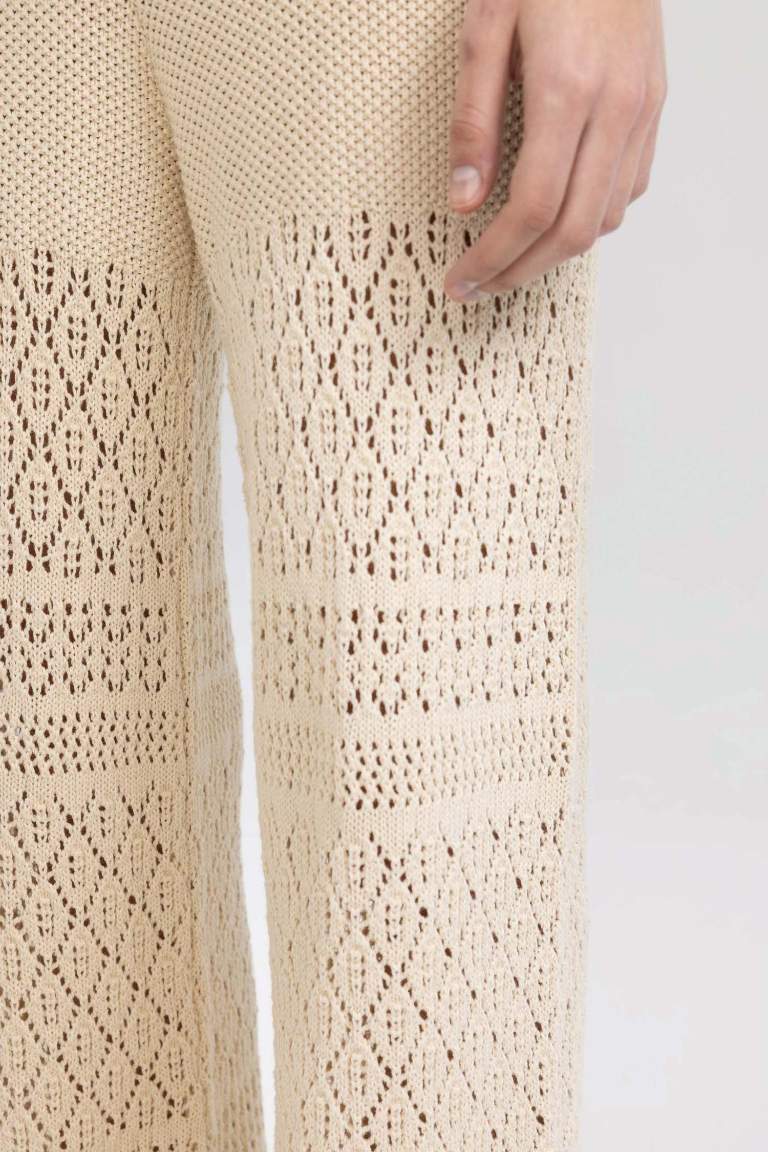 Wide Leg Crochet Lined Trousers