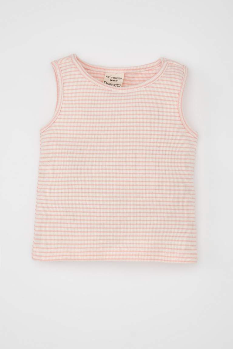 Baby Girl Crew Neck Striped Sleevelss T-Shirt